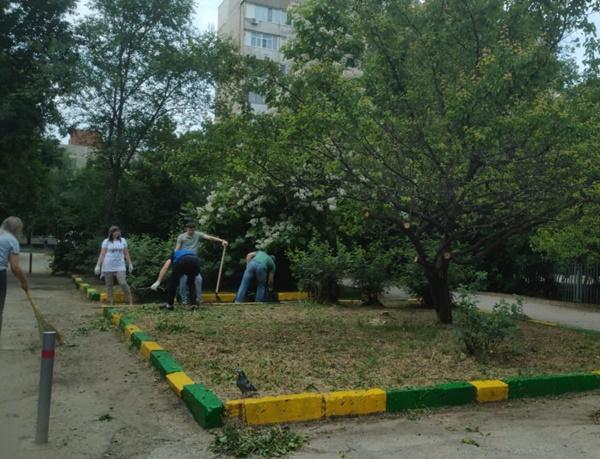 В 13 округе Волгодонска провели субботник в сквере возле гимназии «Юнона»