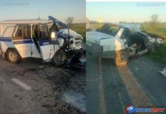 На выезде из Волгодонска «девяносто девятая» врезалась в полицейский УАЗ - есть погибшие: видео