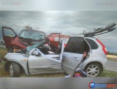 В Орловском районе «Лада Калина» врезалась в фургон: двое погибших