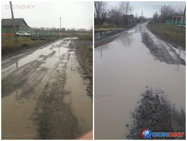 «Дети грязные, а машины буксуют»: жители центра одного из хуторов Волгодонского района утонули в грязи из-за провалившейся дороги