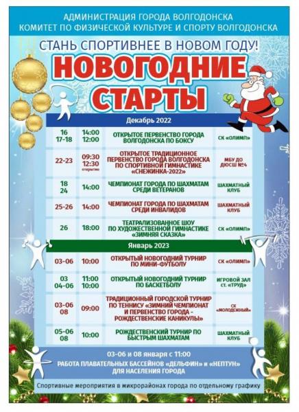Какие спортивные мероприятия пройдут в Волгодонске на новогодних каникулах