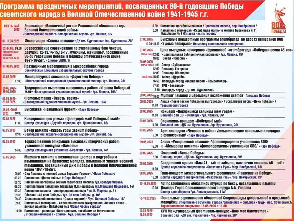 Как Волгодонск отметит 80-ю годовщину Победы в Великой Отечественной войне
