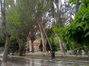 В Волгодонске фонарный столб навис над проезжей частью