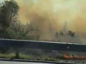 На трассе Волгодонск-Цимлянск полыхает сухая трава