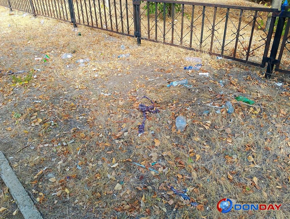 Жители Волгодонска пожаловались на заваленный мусором газон вдоль бульвара Великой Победы