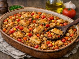 Запечённая гречка с курицей и овощами: рецепт сытного ужина от повара из Волгодонска